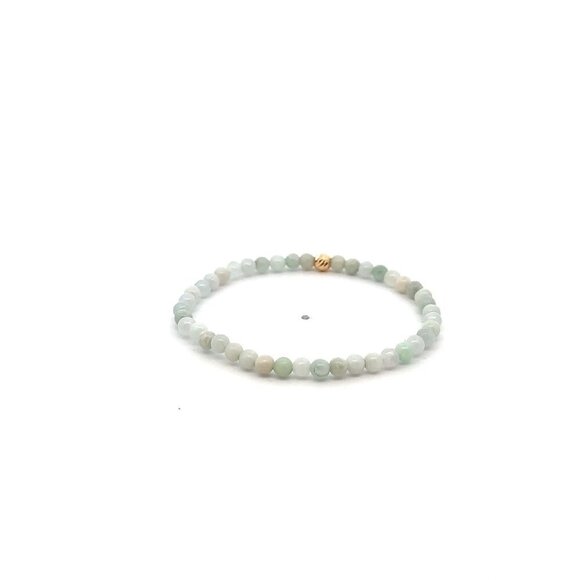 Natural Burmese Jade Gemstones Mini 3.5mm 18K Yellow Gold Bar Faceted Charm Bead - Picture 3 of 5